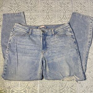 SO Light Blue Distressed Women's Boyfriend Low Rise Jeans Size 15/32w